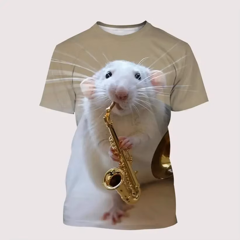 Funny Cute Animal 3D Printed T-shirts for Boys, Girls and Children Pet Mouse Pattern Tops Breathable and Light Summer