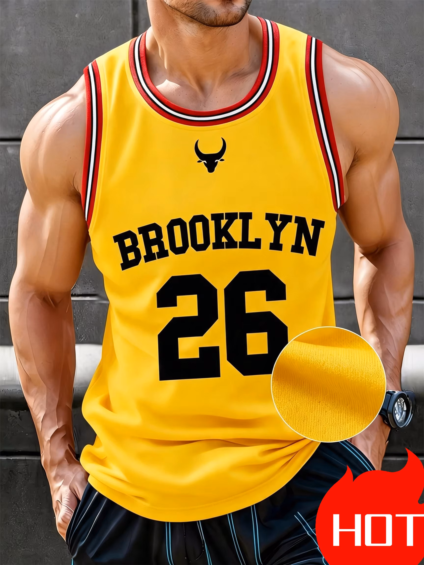 Basketball Brooklyn No.26 O-Neck Vest Loose Quick Drying Fabric Outdoor Fitness Training Casual Sleeveless Summer Men's