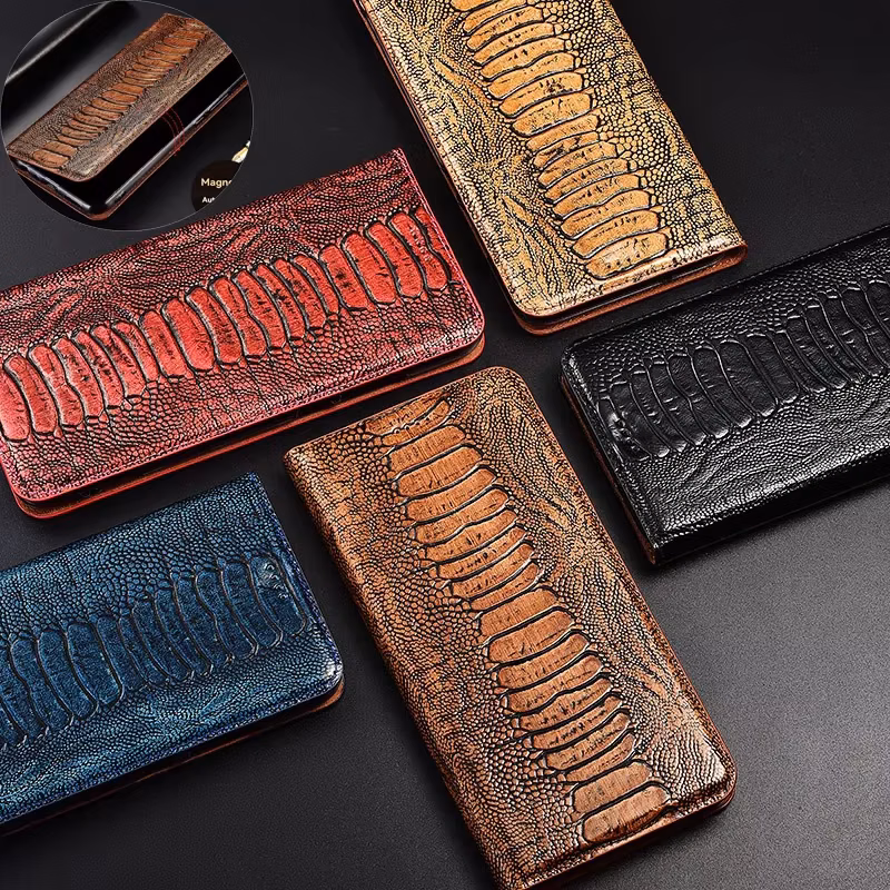 Retro Genuine Leather Magnetic Flip Phone Cover For iPhone 16 Pro Max 15 Pro 14 Plus 13 Mini 12 Pro 11 XR Xs Max SE 6 7