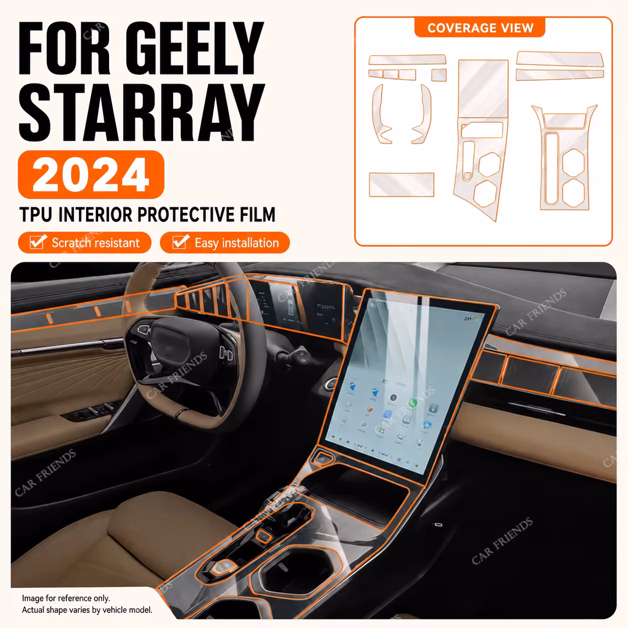 For Geely Starray 2024 2025 Transparent TPU Interior Protective Film Dashboard Anti-Scratch Cover