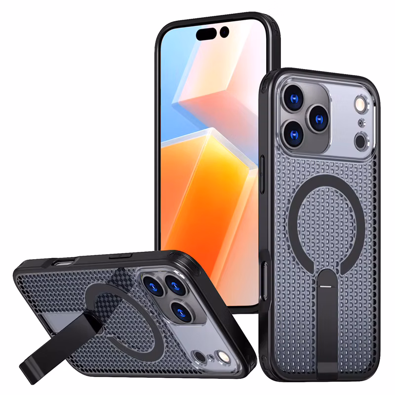 Hide Stand Magnetic Charging Phone Cover for iPhone Air 12 13 14 15 16 Plus 17 Pro Max with Protective Case