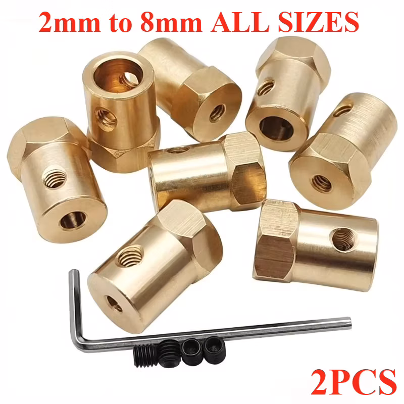 3.17mm 4mm 5mm 8mm Brass Hex Coupler Motor Shaft Coupling 12mm Wheel Hub Adapter Connector with Screws Wrench for RC