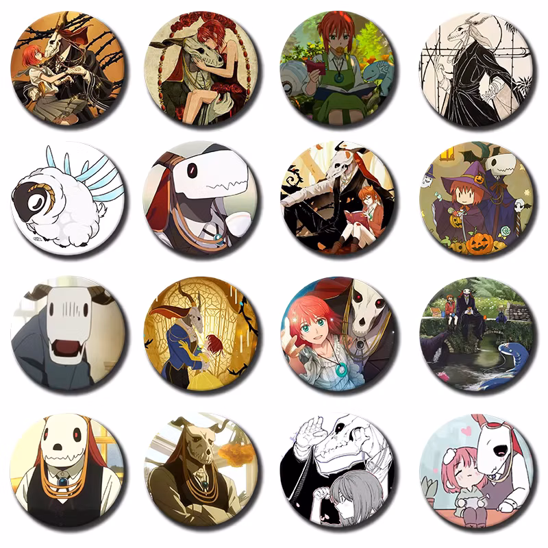 Anime The Ancient Magus Bride Cosplay Badge Cute Cartoon Brooch Chise Hatori Elias Ainsworth Lapel Pins Bag Accessories