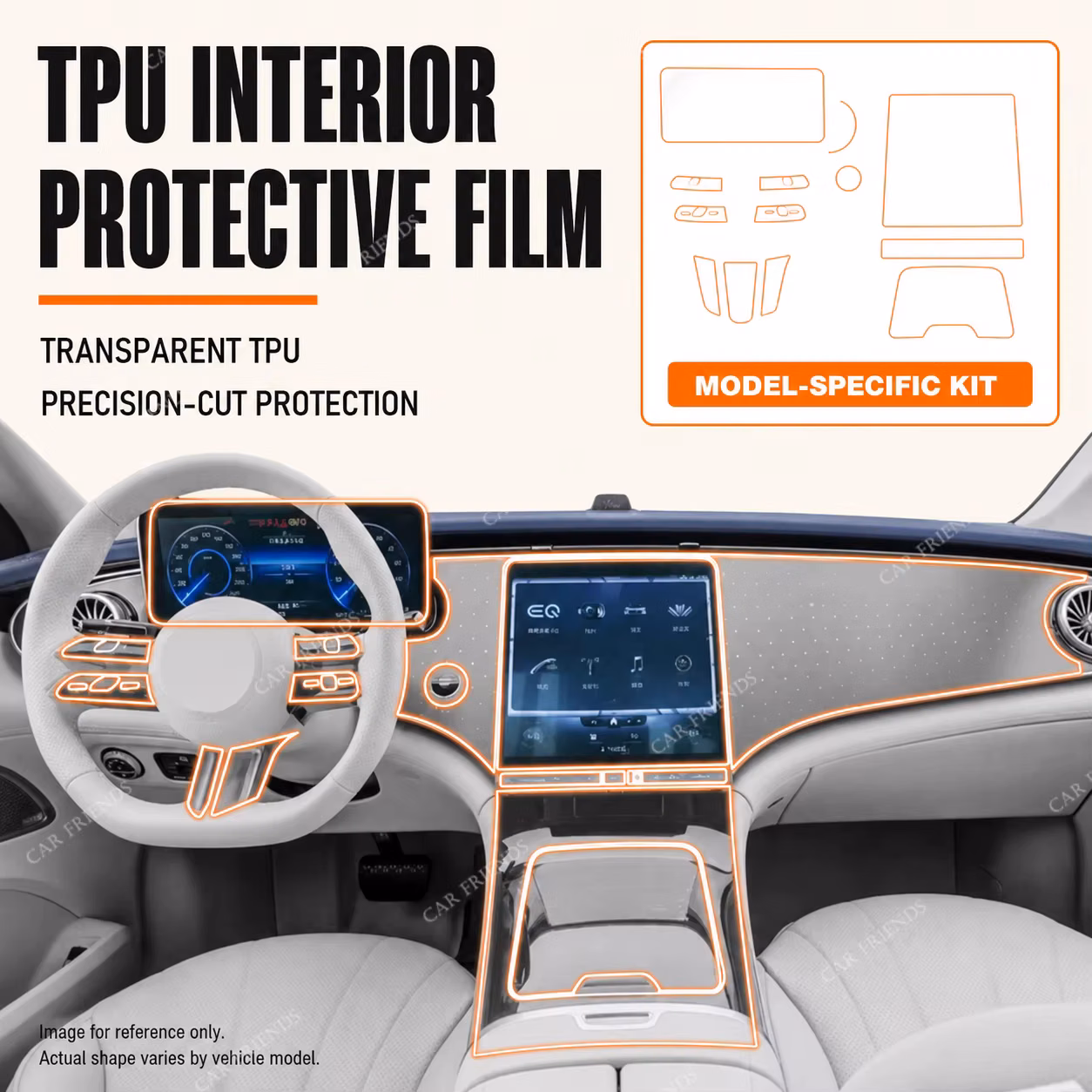 For Mercedes Benz EQE 2022-2023 Transparent TPU Interior Protective Film for Gear Panel Navigation Screen