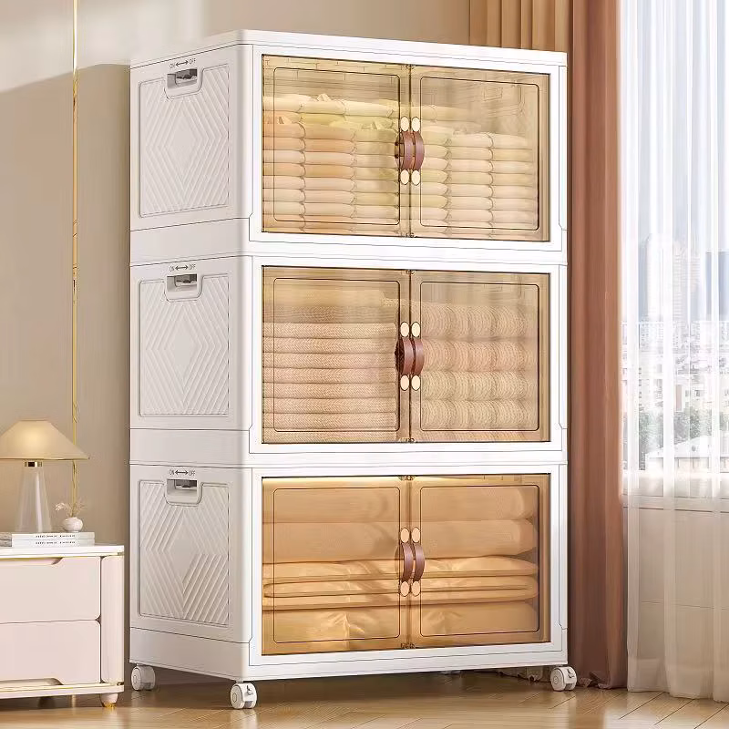 Folding storage cabinet household baby children's clothes toy locker plastic snack cabinet home kitchen organization