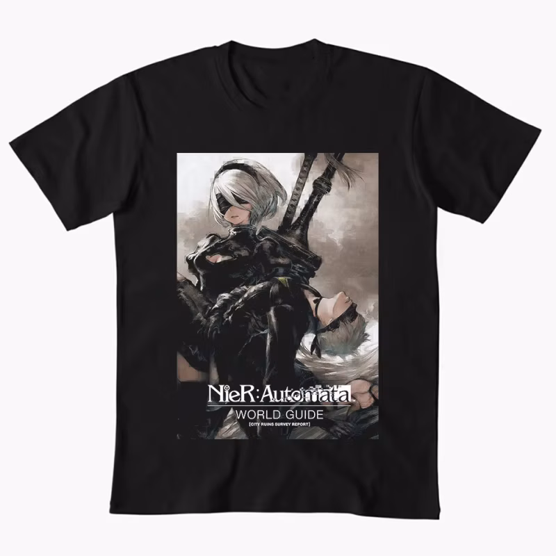 2B NieR Automata Yorh No. 2 Type B Anime T-shirt for Gamer 0607 Waifu Girl Cyber Punk Graphic Clothes Y2K Tee US Size