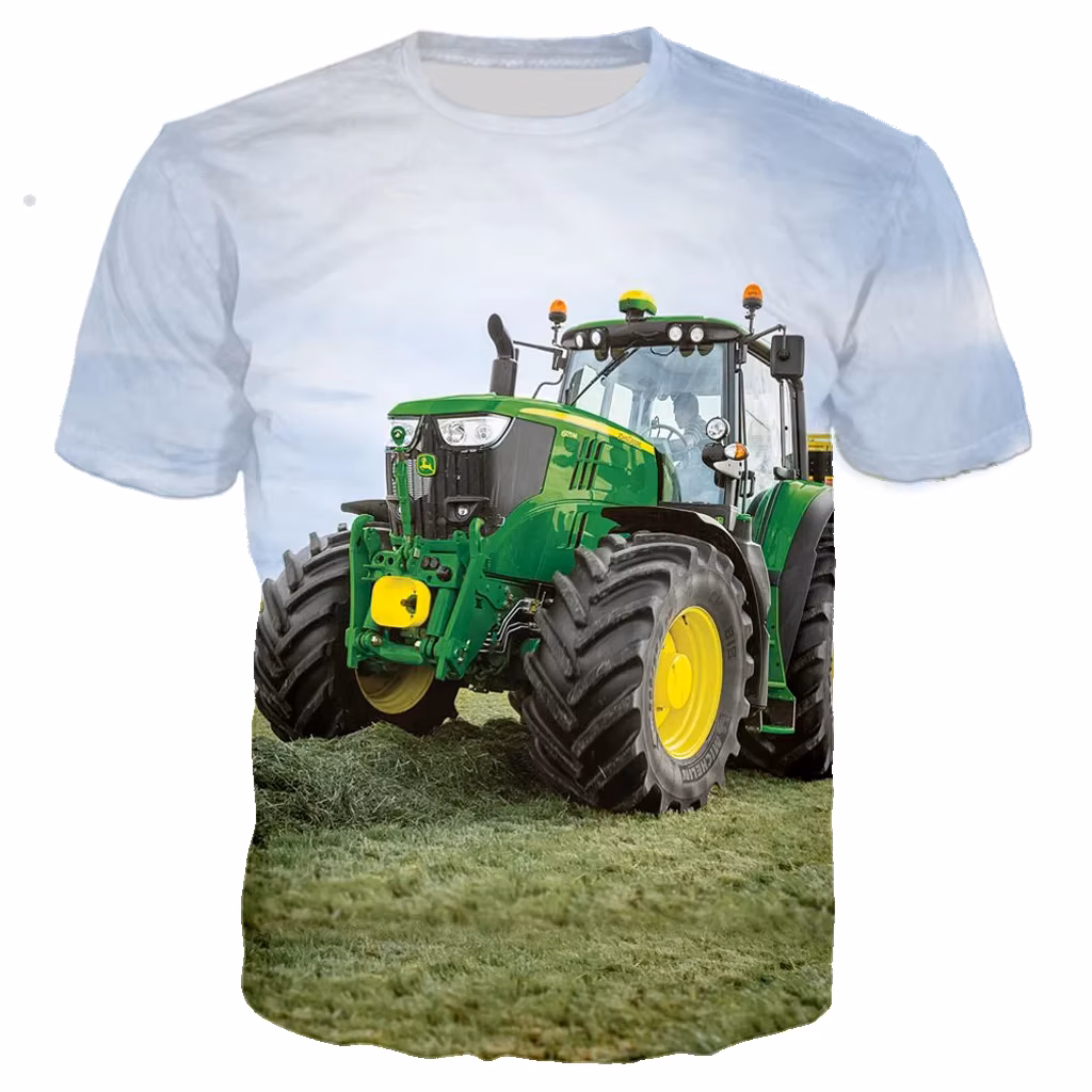 Summer Fashion Trend Sports Boy tractor Graphic Funny T-shirts Casual 3D Print Harajuku Personality Round Neck Short