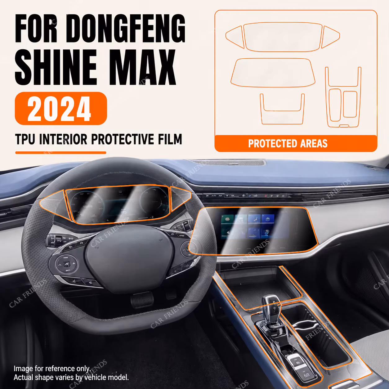 For Dongfeng Shine Max 2024-2025 Transparent TPU Interior Protective Film Dashboard Screen Interior Trim Anti-Scratch