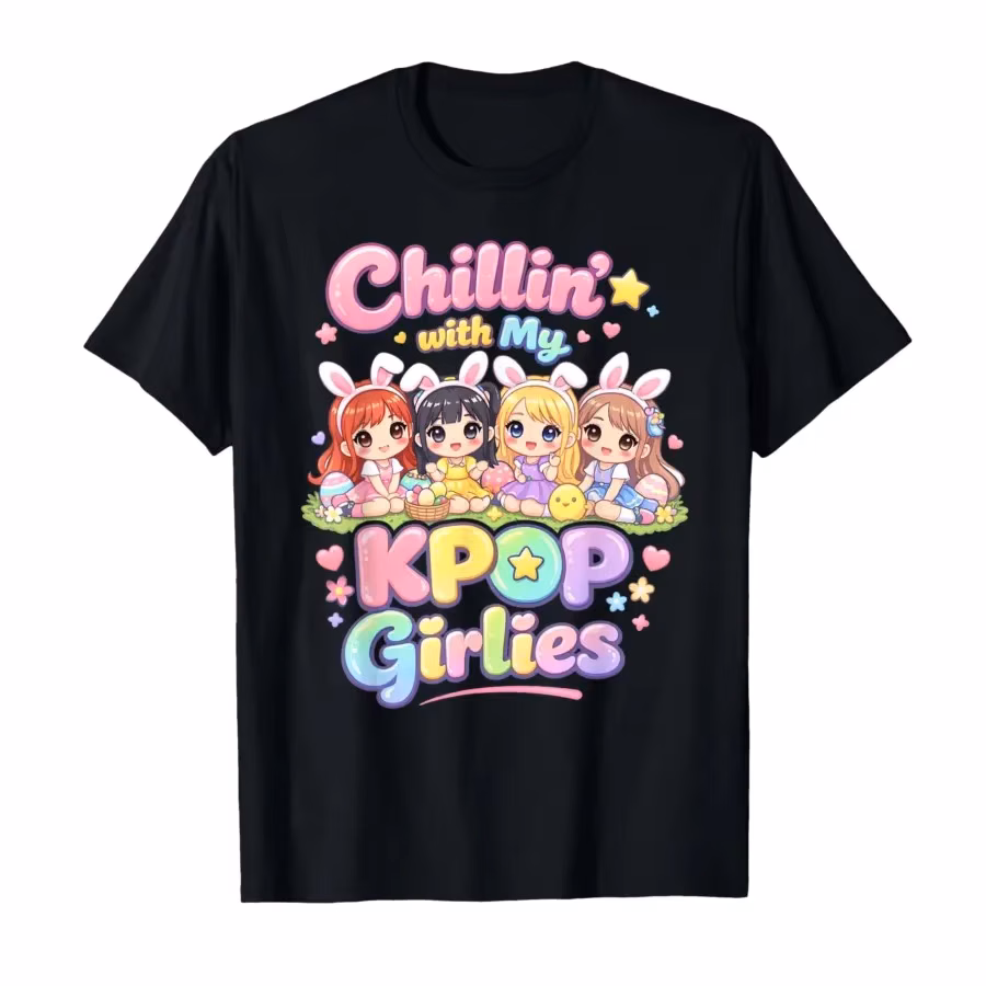 Easter Kpop Music Chillin with My K-pop Girlies Women Girls T-shirt For Men Women 100% Cotton T Shirts Short Sleeve
