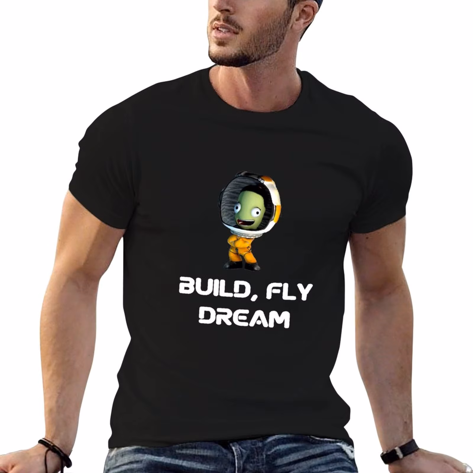 build fly dream crash ,Kerbal space program , Kerbals , kids cartoon T-Shirt cotton t shirt pack t shirt custom print