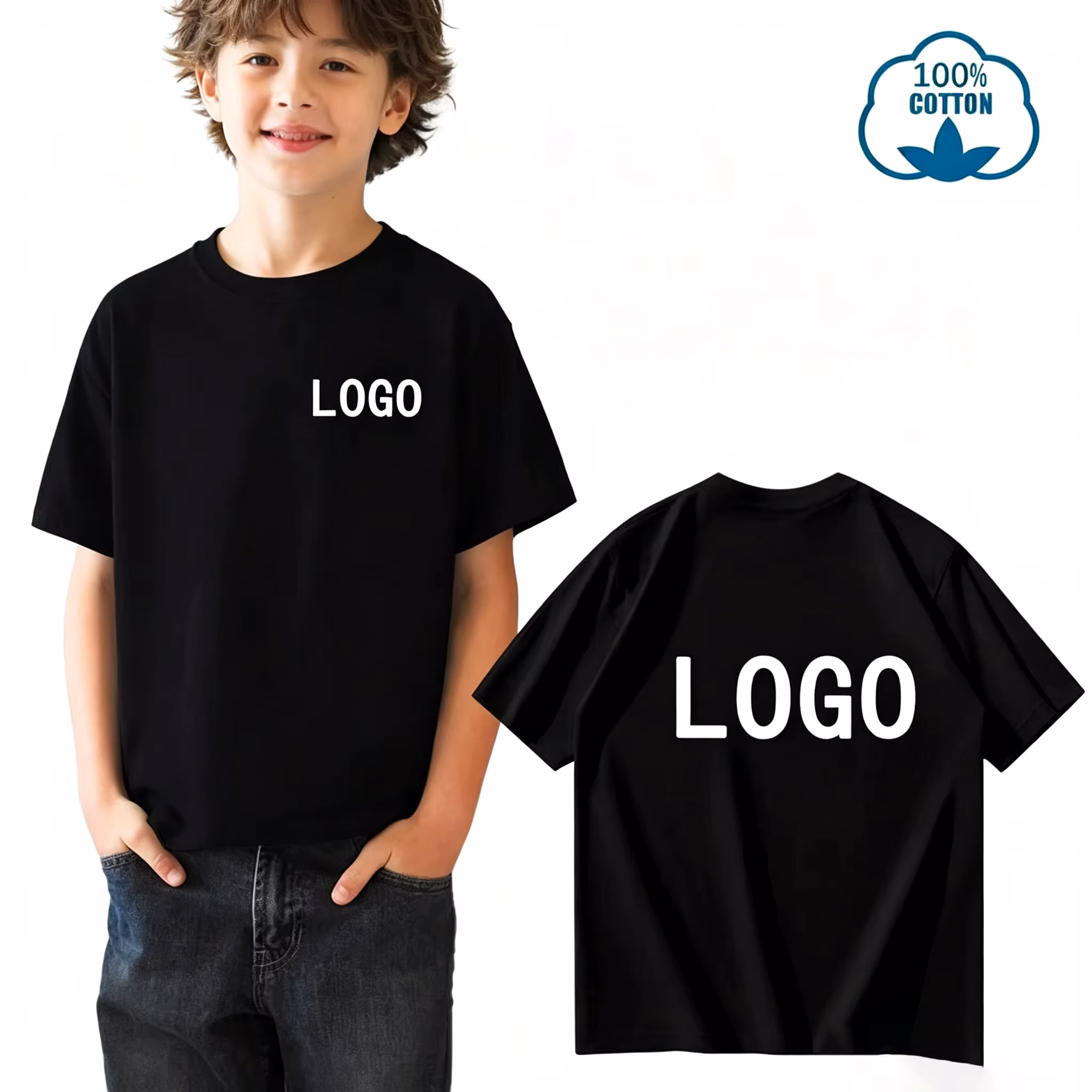 DIY Customizable Crew-Neck Short-Sleeve T-Shirt for Teens (100% Cotton) – Breathable, Sweat-Absorbing Summer Top for
