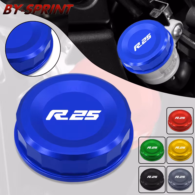 R1 R25 Motorbike CNC Rear Brake Fluid Cylinder Reservoir Protective Cover Cap For YZFR1 YZFR25 r1 r25 2009-2023 2024