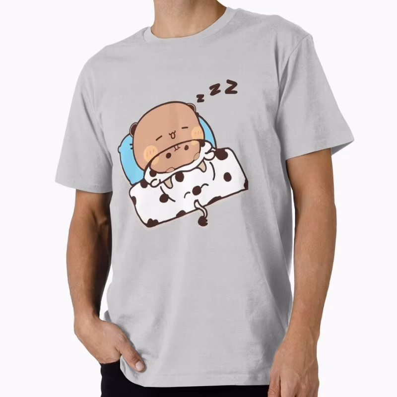 Baby Dudu cuddles with Dudu Gift t shirt ‌kawaii‌ Panda Bear Cartoon Graphic tee Cute Y2K Clothes 100% cotton All size