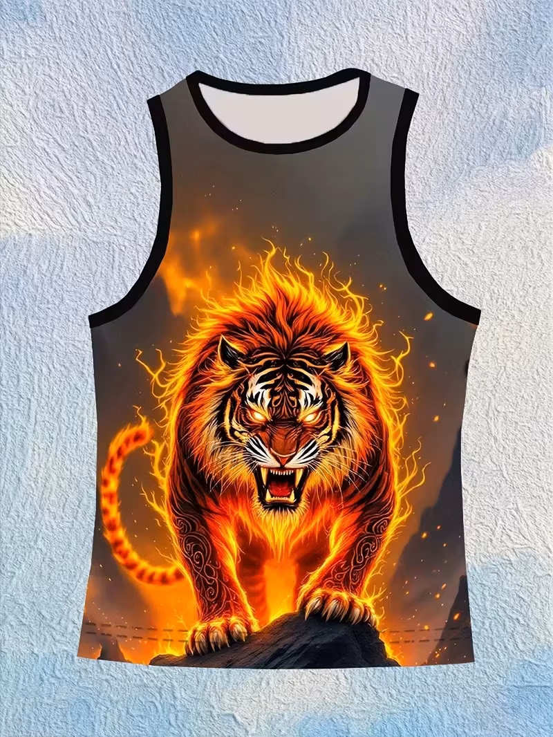 Fashion New Tiger 3D Printed Men's Tank Tops Casual Hip Hop Graphic Streetwear Fitness Tops Men Summer Sleeveless men's