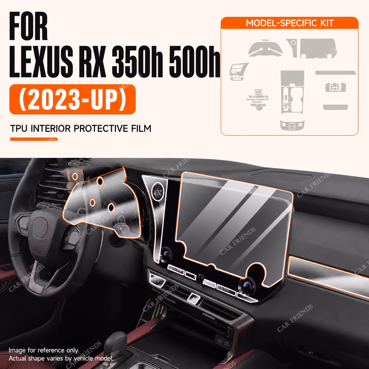 For Lexus RX 350h 500h 2023 1 Piece Transparent TPU Interior Screen Protector for GPS Navigation LCD Anti-Scratch Film