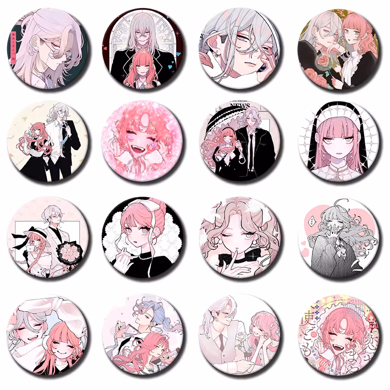 Anime Fall in Love,You False Angels Pins Toki Ninomae,Otogi Katsura Cartoon Badge for Backpack Accessorie Round Snap-in