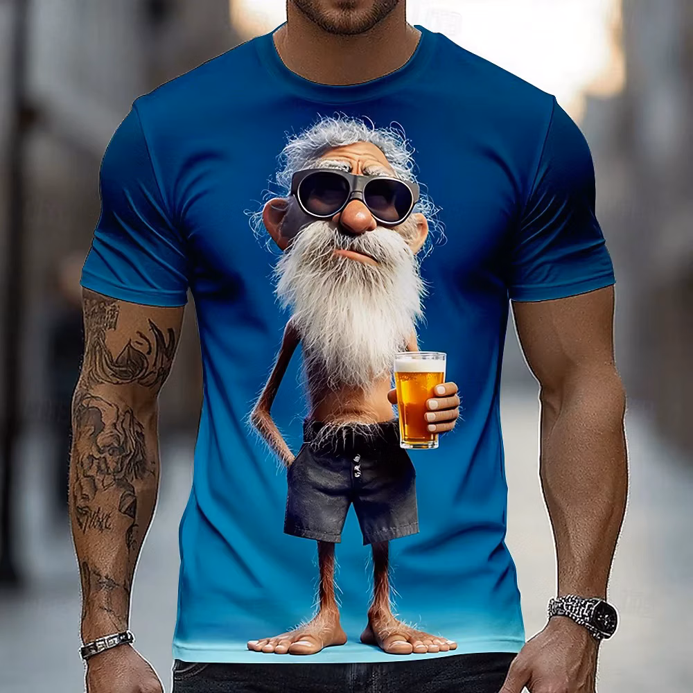 Men's Ombre Old Man T Shirt Short Sleeve T shirt 3D Print Crew Neck Shirt Funny Casual Daily Street Spring Summer Men's