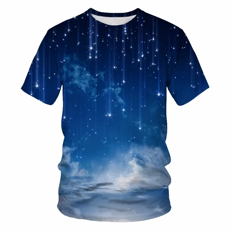 Summer Brilliant Star Pattern T-shirt Men's Fashion Universe Star Pattern T-shirt Children's Personality Hip Hop Print