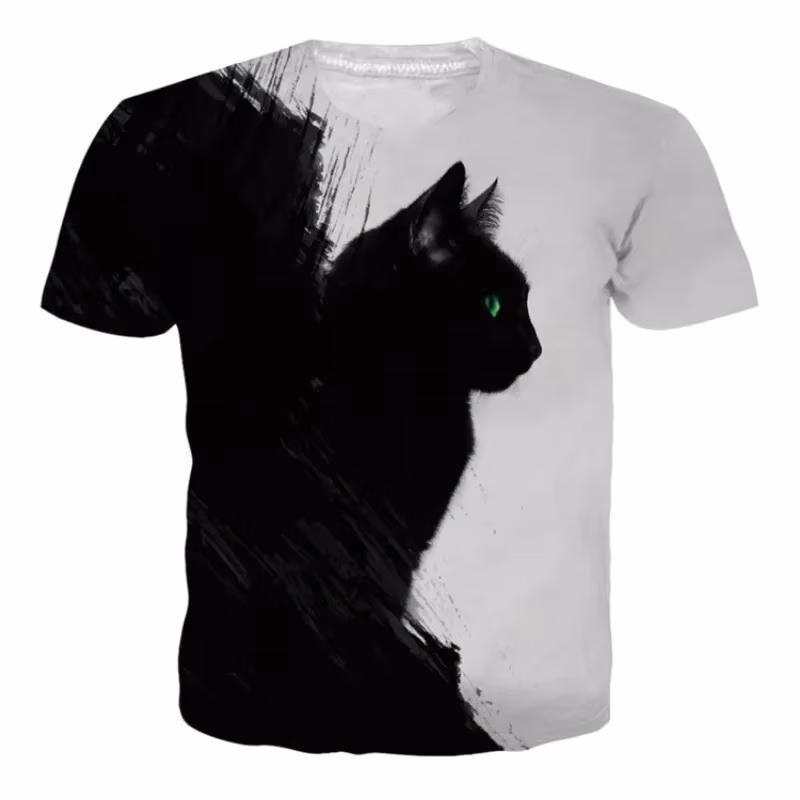 European and American Summer 3D Printed Short-sleeved Loose Casual and Super Cool Men's and Women's T-shirts for Cats