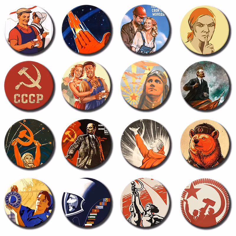 1PC Ussr Russia Badge Soviet Communism Round Badges Stalin Brooches Pins Gift Backpack Decor Badge Shoes Jewelry