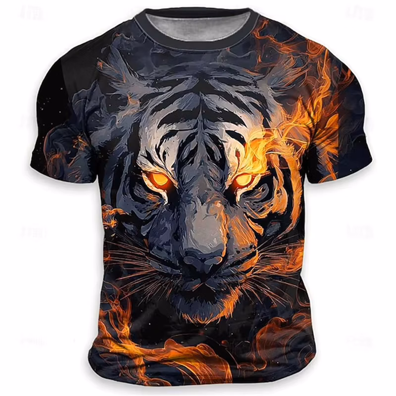 Funny 3D Tiger Print Men's T Shirt Hip Hop Trend Harajuku Streetwear Casual O-neck Loose Tops Summer Fashion Animal