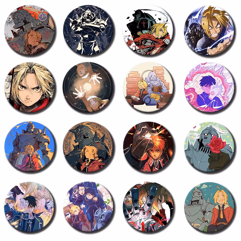 F-Fullmetal Alchemist Badge Edward Elric Brooches Anime Brotherhood Button Pin Daily Fashion Decoration Ideal Gift for
