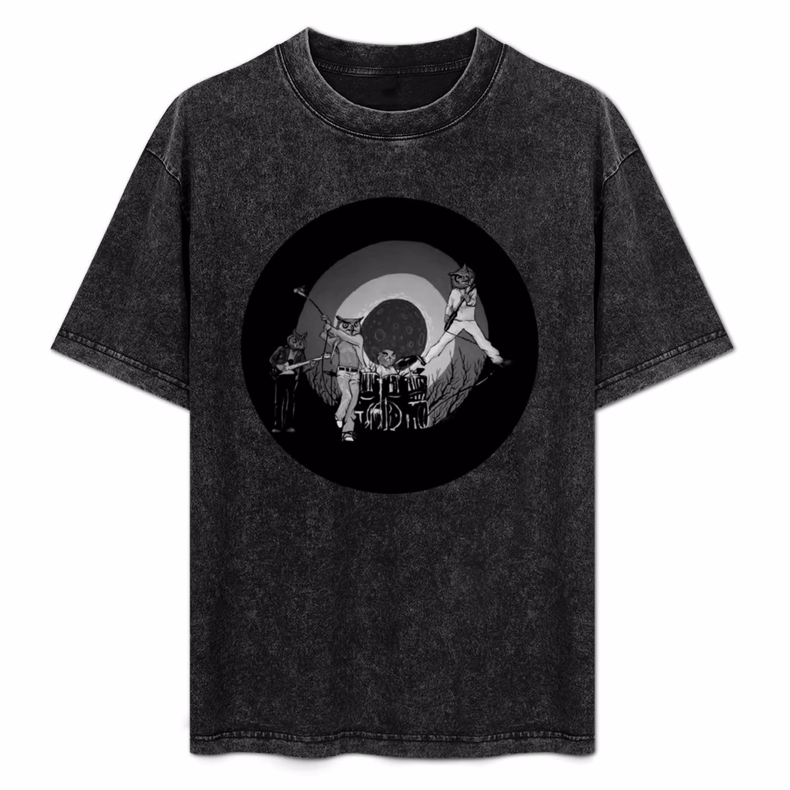 The Hoo Black and White Version (The Kids Owl Alright) T-Shirt Work Daily Short Sleeve Top