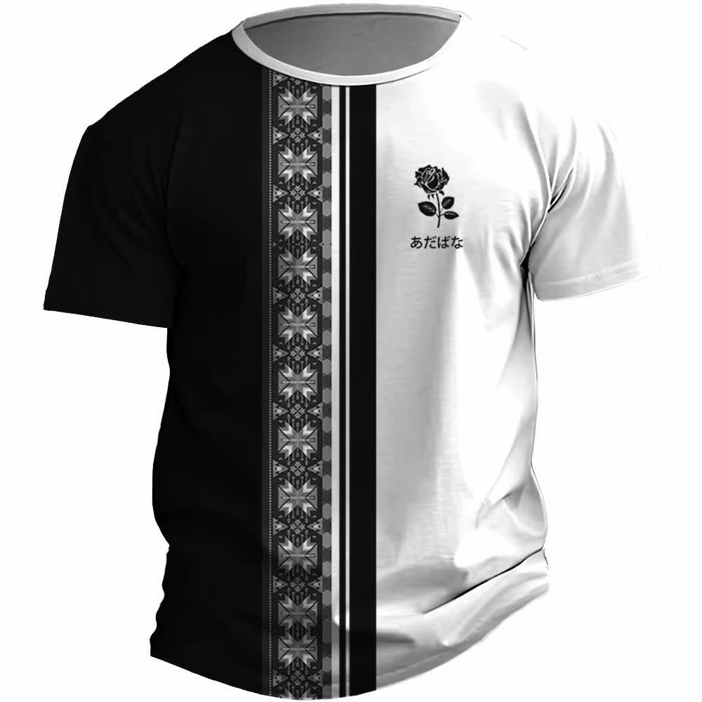Funny Ethnic Style Print Men's T Shirt Casual O-neck Short Sleeve Tops Hip Hop Trend Streetwear Summer Loose Breathable