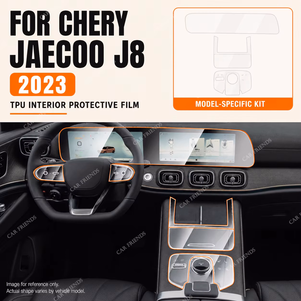 For Chery Jaecoo J8 2023 2024 Transparent TPU Interior Protective Film Dashboard Screen Anti-Scratch Sticker