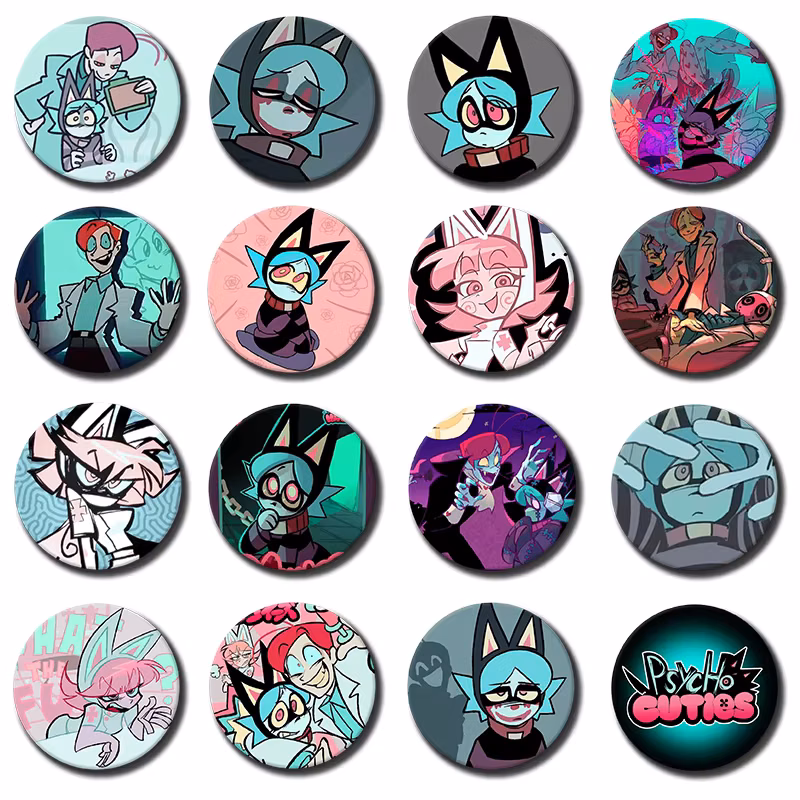 P-Psychocuties Game Badge Funny Cartoon Character Dr. Masacrik Enamel Pins Cosplay Brooch Ornament Bag Hat Jewelry