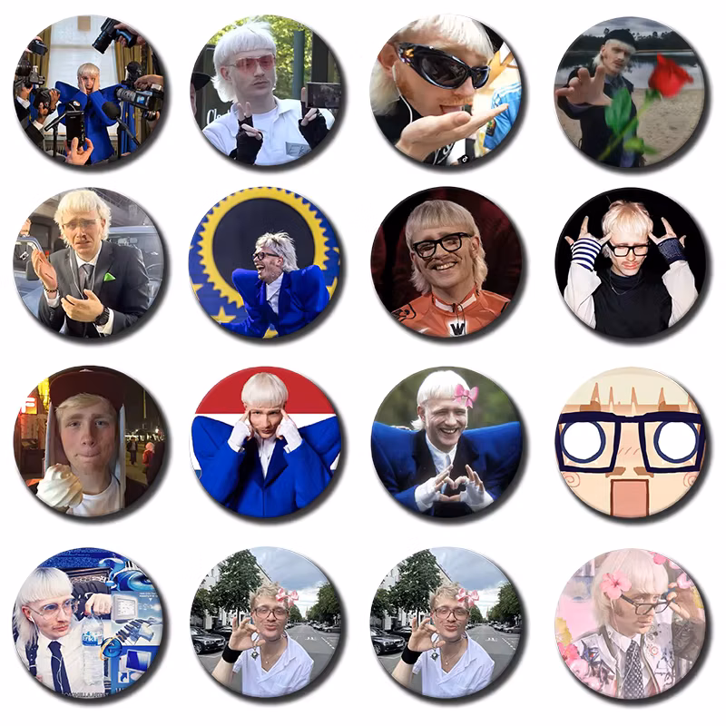 58mm Pop Singer Joost Klein Creative Badge I Love Joost Klein Meme Brooch Simple Button Pins for Bag Hat Clothes