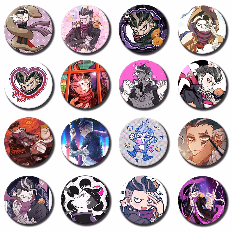 Danganronpa Gundham Tanaka Badges Anime Game Character Lapel Pin Round Brooch for Backpack Collar Decor Jewelry Gift