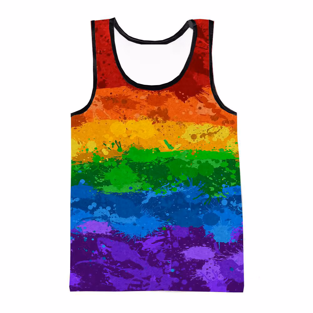 Rainbow Paint Splash 3d Printing Adult Mens Kids Summer Casual Sleeveless Tank Top Hip Hop Streetwear Cool T-shirt