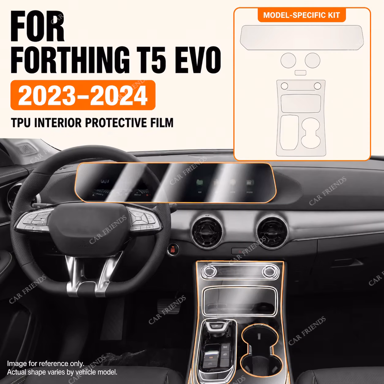 For Forthing T5 EVO 2023 2024 Transparent TPU Interior Protective Film Dashboard Anti-Scratch Accessories