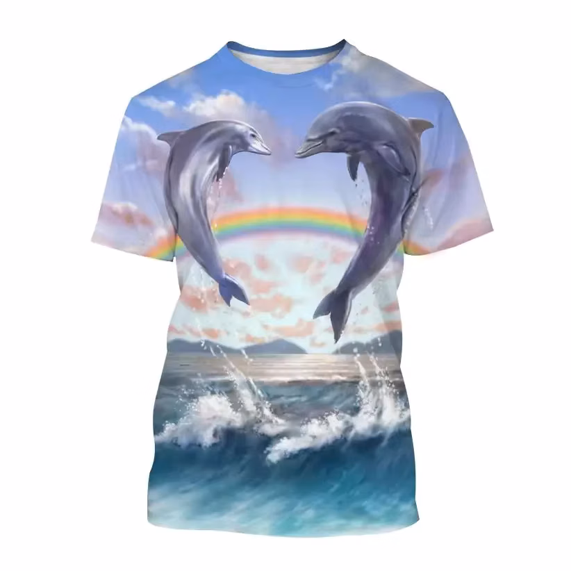 New Animal Dolphin 3d Printing Personality Hip Hop Cartoon Men's Women's Children's T-shirts Breathable Lightweight