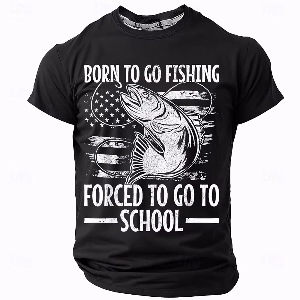 Funny 3D Fish Print Men's T Shirt Daily Casual Outdoor Fishing Clothing Casual O-neck Short Sleeve Tee Summer Fashion