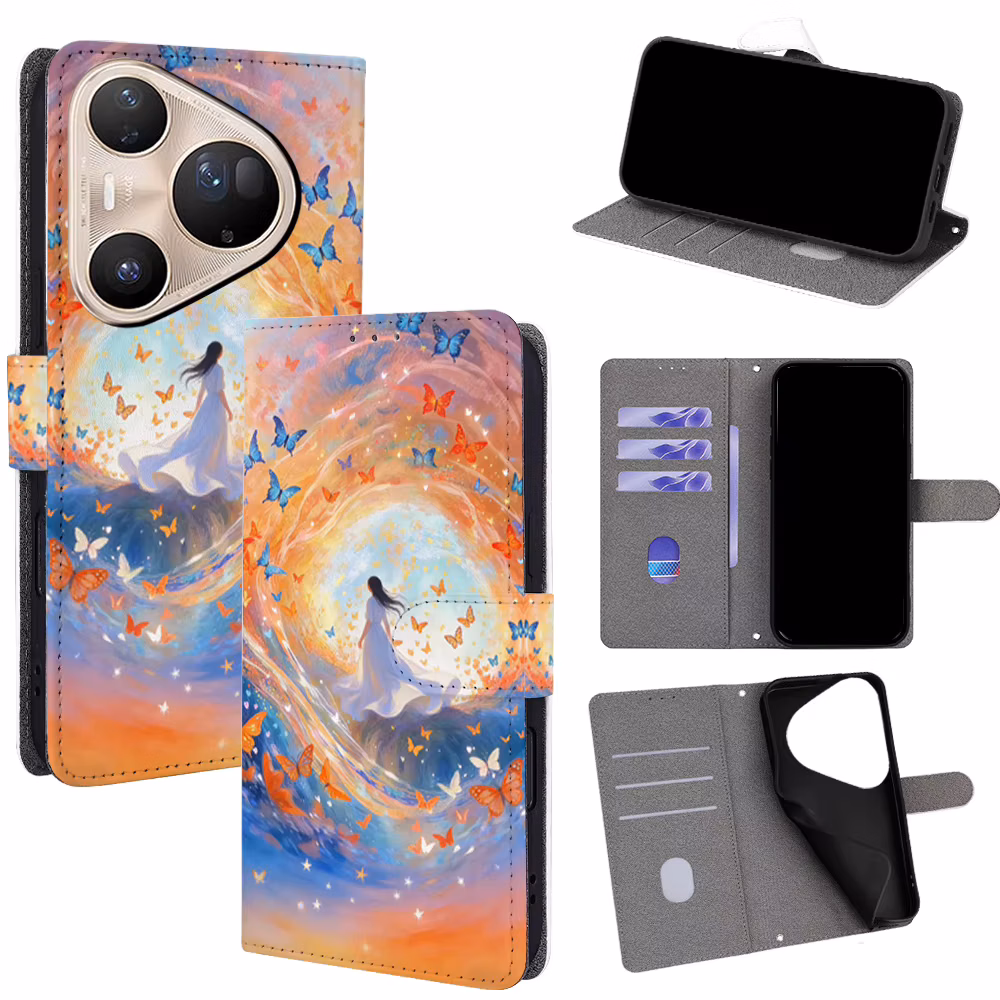 Colorful Butterfly Flip Phone Cover for Samsung Galaxy A53 A33 A13 A04s A51 A72 A52 A32 M32 A12 A23 Built-in Wallet