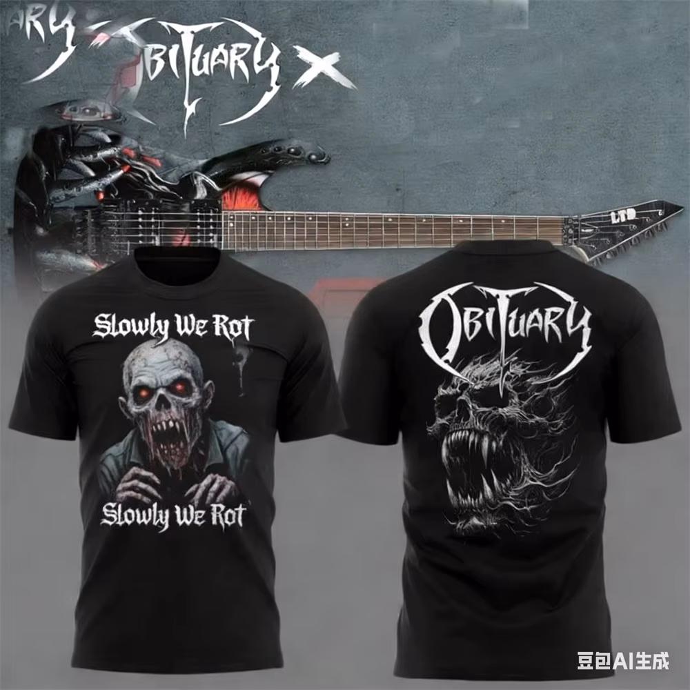 Summer men's T-shirt New Rock Obituary Band skulls Print T-shirt Men Women Fashion Oversized Short Sleeve Tshirt