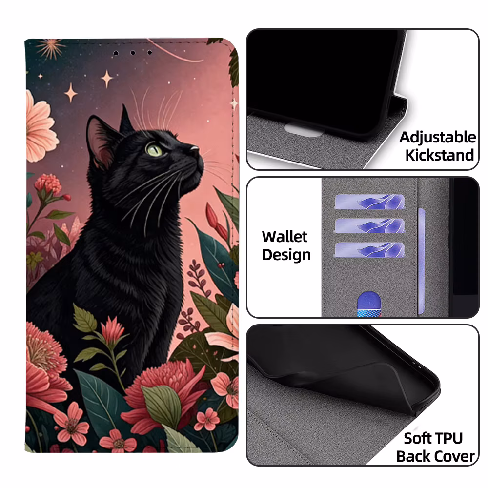 Colorful Magnetic Flip Phone Cover for Xiaomi 11T 12S 12X 13 Ultra 14T 15T 17 Pro Max Civi5 2 with Built-in Wallet Card