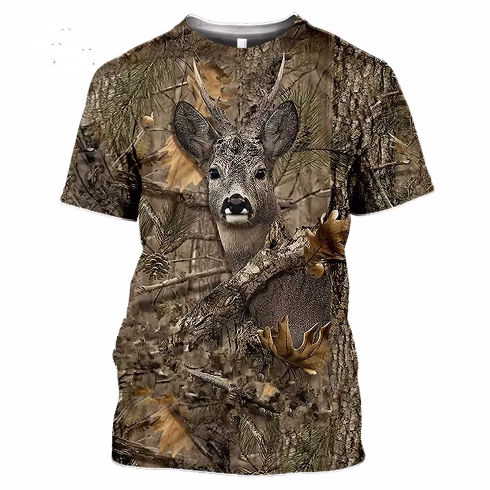 Camouflage Hunting Animal Wild Boar 3d T-shirt Summer Casual Men's T-shirt Fashion Street Women's Pullover Short Sleeve