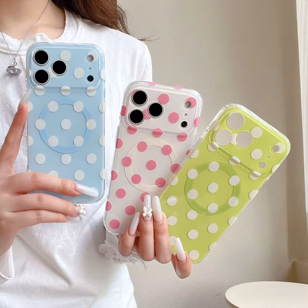 Fashion Simple Polka Dots Phone Case for iPhone 14 15 16 17 Pro Max with Protective Cover