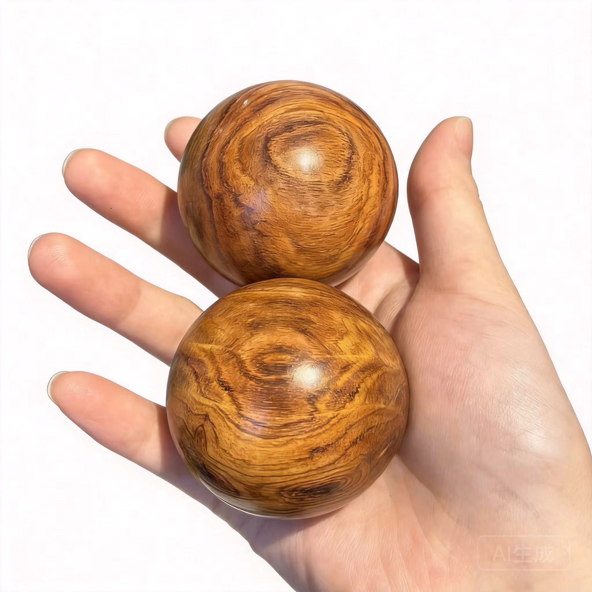 5cm Smooth Polished Natural Wood Grain Hand Massage Ball Fitness Exercise Rehabilitation Physiotherapy Ball For Elderly