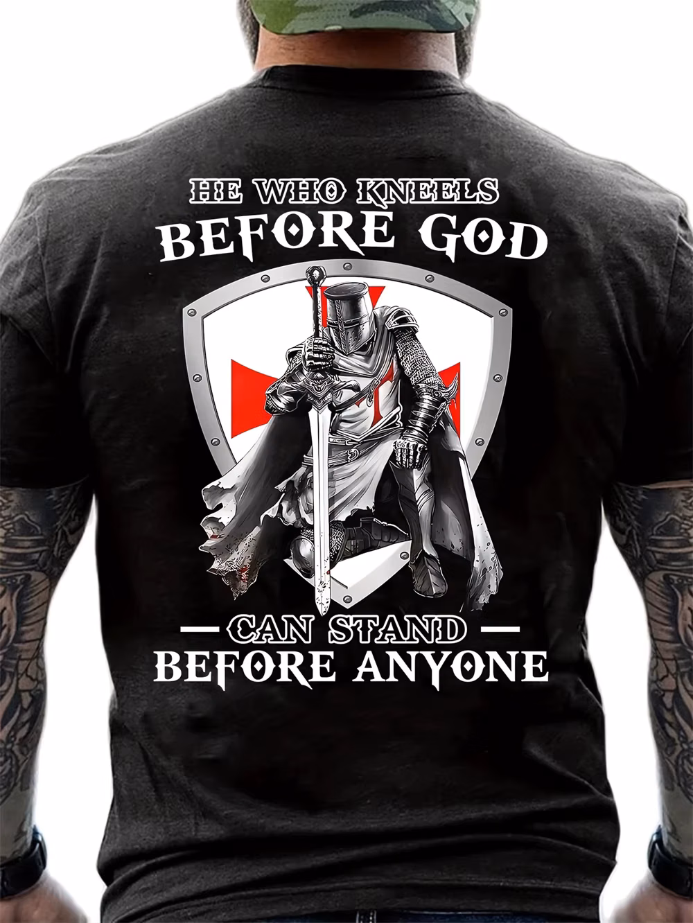 Fashion Vintage Christian T-Shirts for Mens Knight Templar T Shirt for Mens 3D Printed O-Neck T-Shirt Casual Pattern on
