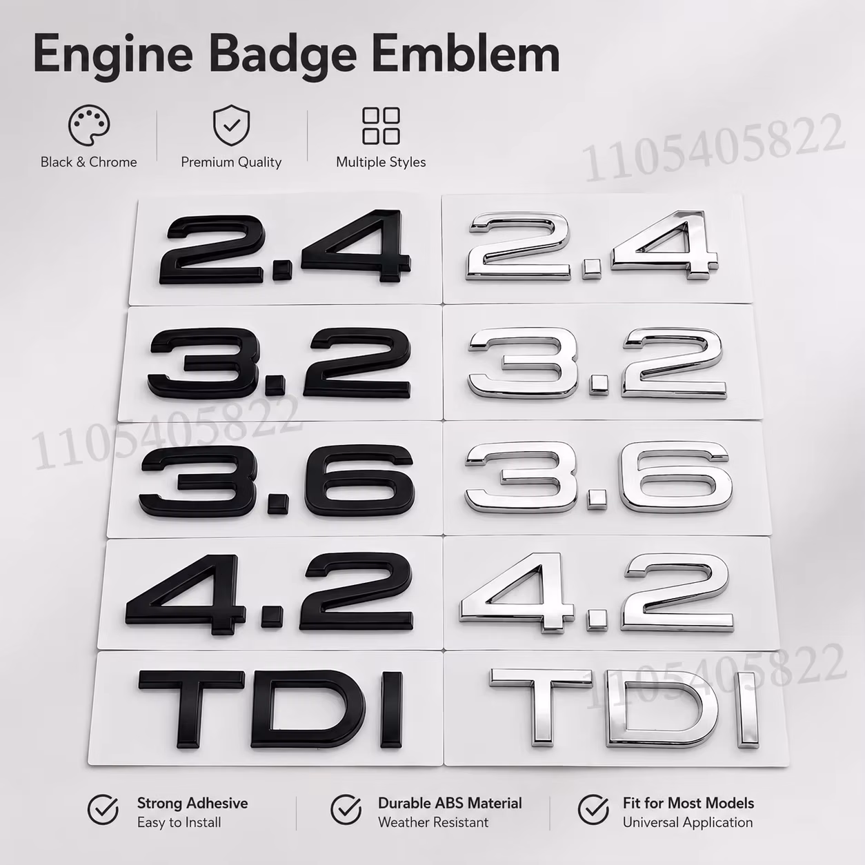 Car Letters 3D ABS 2.4 3.6 3.8 4.2 TDI Rear Trunk Emblem For Audi A3 A4 A5 A6 A7 A8 Q3 Q5 Q7 Q8 2000-2025 Sticker