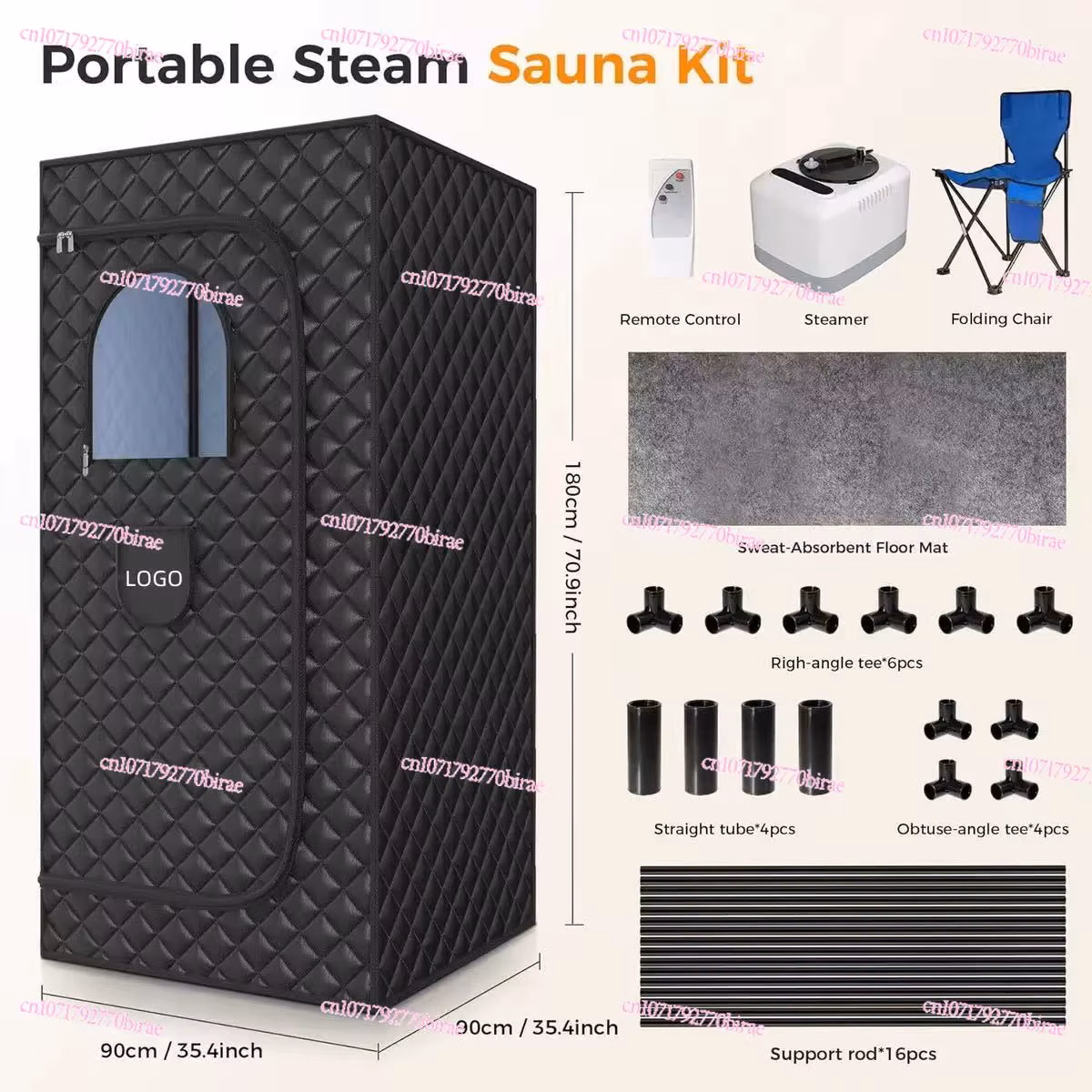 Full Body Home Steam Sauna Set 3L Large Steam Pot One Person Sauna Spa with Time Temperature Remote Control Detox