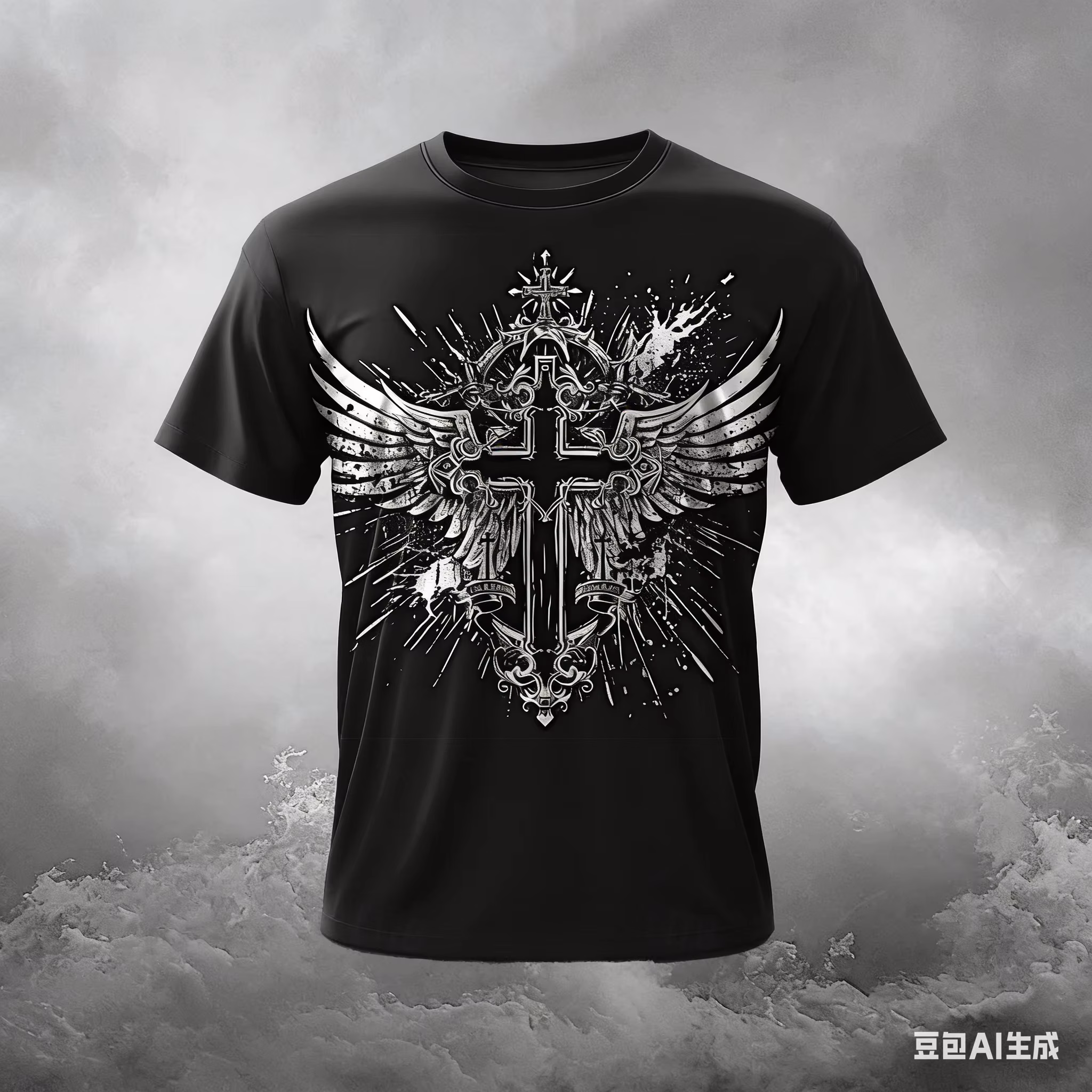 Funny Cross Wing Pattern Men's T Shirt Summer Casual O-neck Loose T-shirt Fashion Comfortable Short Sleeve Tops Hip Hop