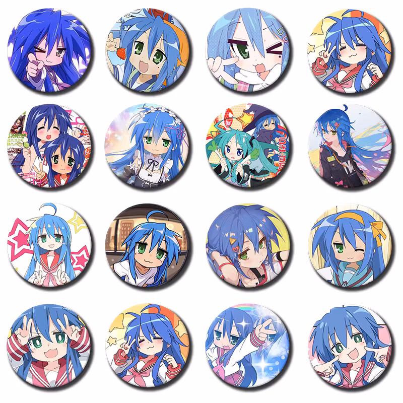 Cartoon Anime Collection Enamel Pins Cute Manga Character Izumi Konata Brooch Backpack Hat Lapel Badge Jewelry Gifts