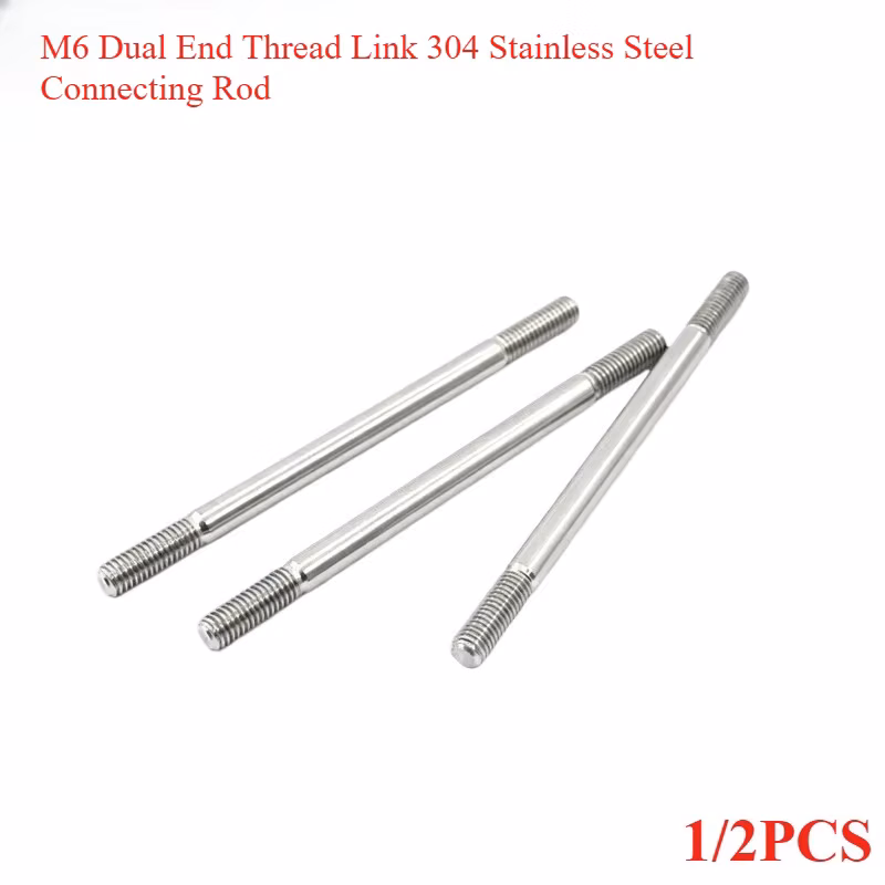 1pc M6 Connecting Rod Dual End 50mm Thread Link Rod 304 Stainless Steel Material for RC Boat Cars