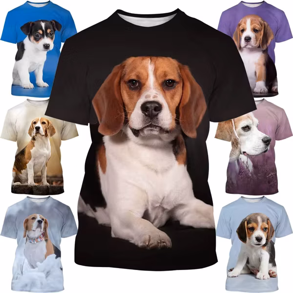 New Fashion Men's And Women's Children's 3d Printing T-shirt Pet Dog Beagle Casual Breathable Light Summer Sports Top