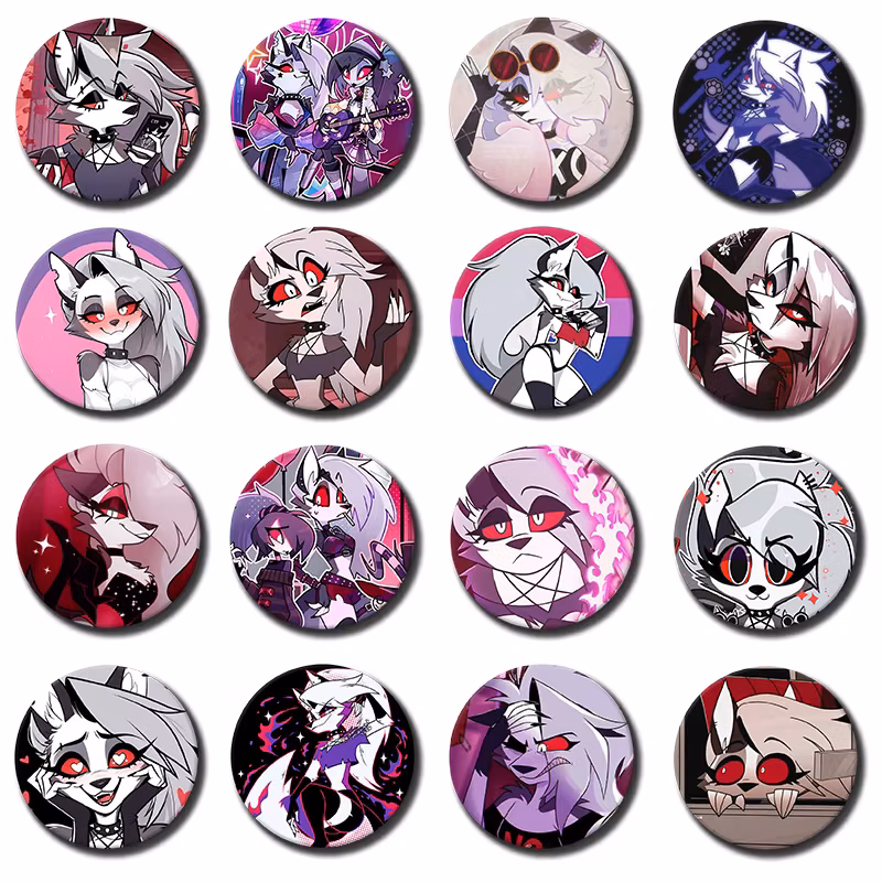 58mm 1PC Anime H-Helluva Boss L-Loona Cute Soft Button Pin Kawaii Cartoon Brooch Badge Backpack Accessories Fans